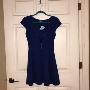 Blue dress with attached necklace